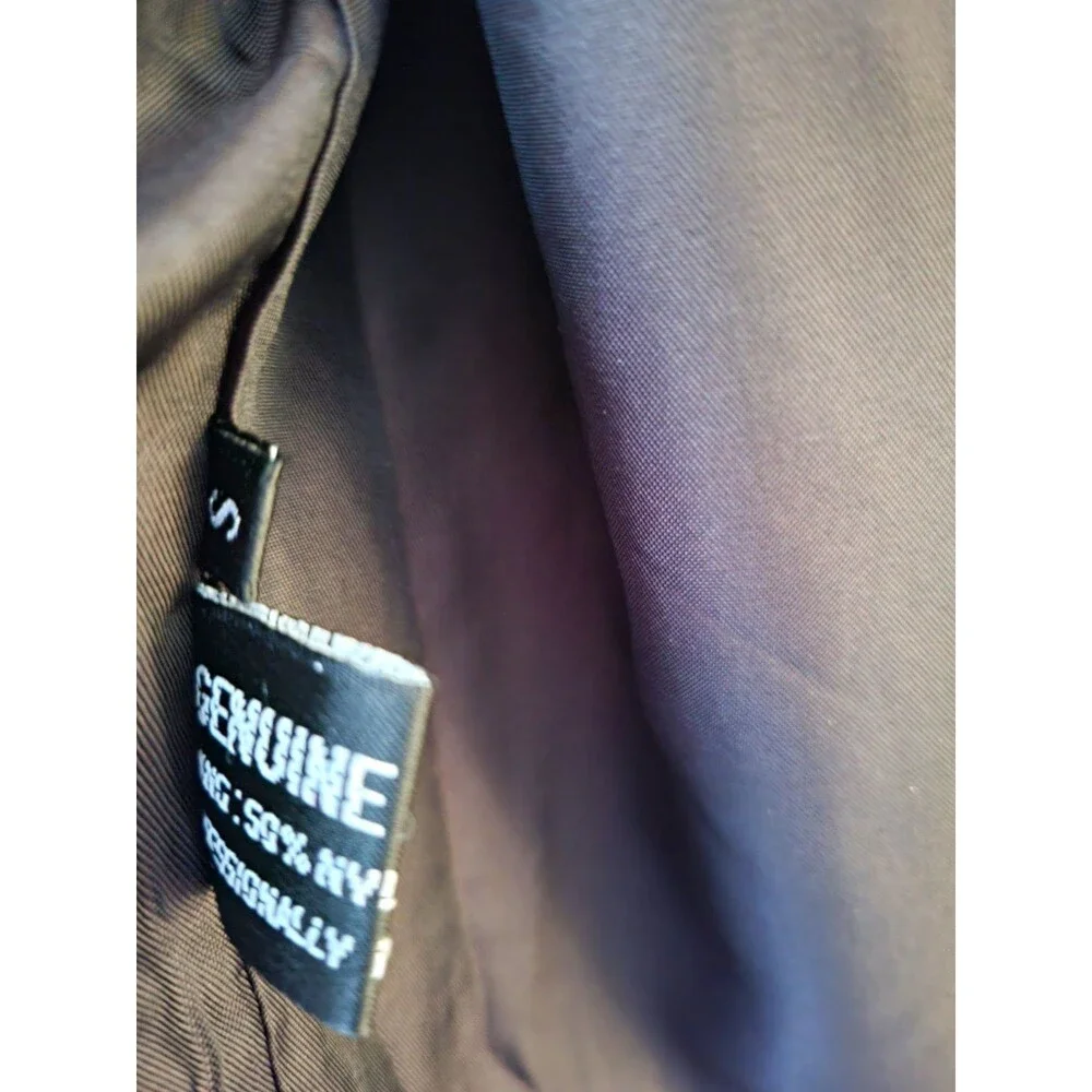 Winlit Vintage Black Leather Hooded Jacket S Longline 90s Y2K Streetwear